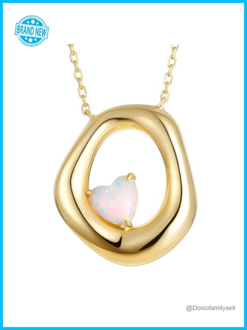 18K Gold Plated Bubble Pendant Necklace Lab-Grown Opal Birthstone Gift